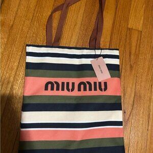 Miu Miu Limited Edition Stripe Tote Bag Made In Italy